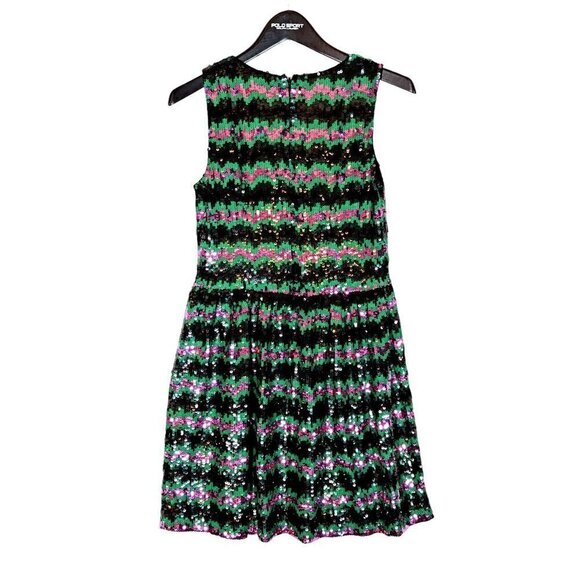 NWT $448 French Connection Mardi Gras Siberian Stripe Couture Sequin Party Dress - Picture 4 of 7